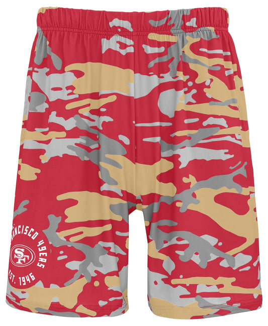 Zubaz NFL Men's 7in Alternate Camo Established Block Text Shorts, San Francisco 49ers