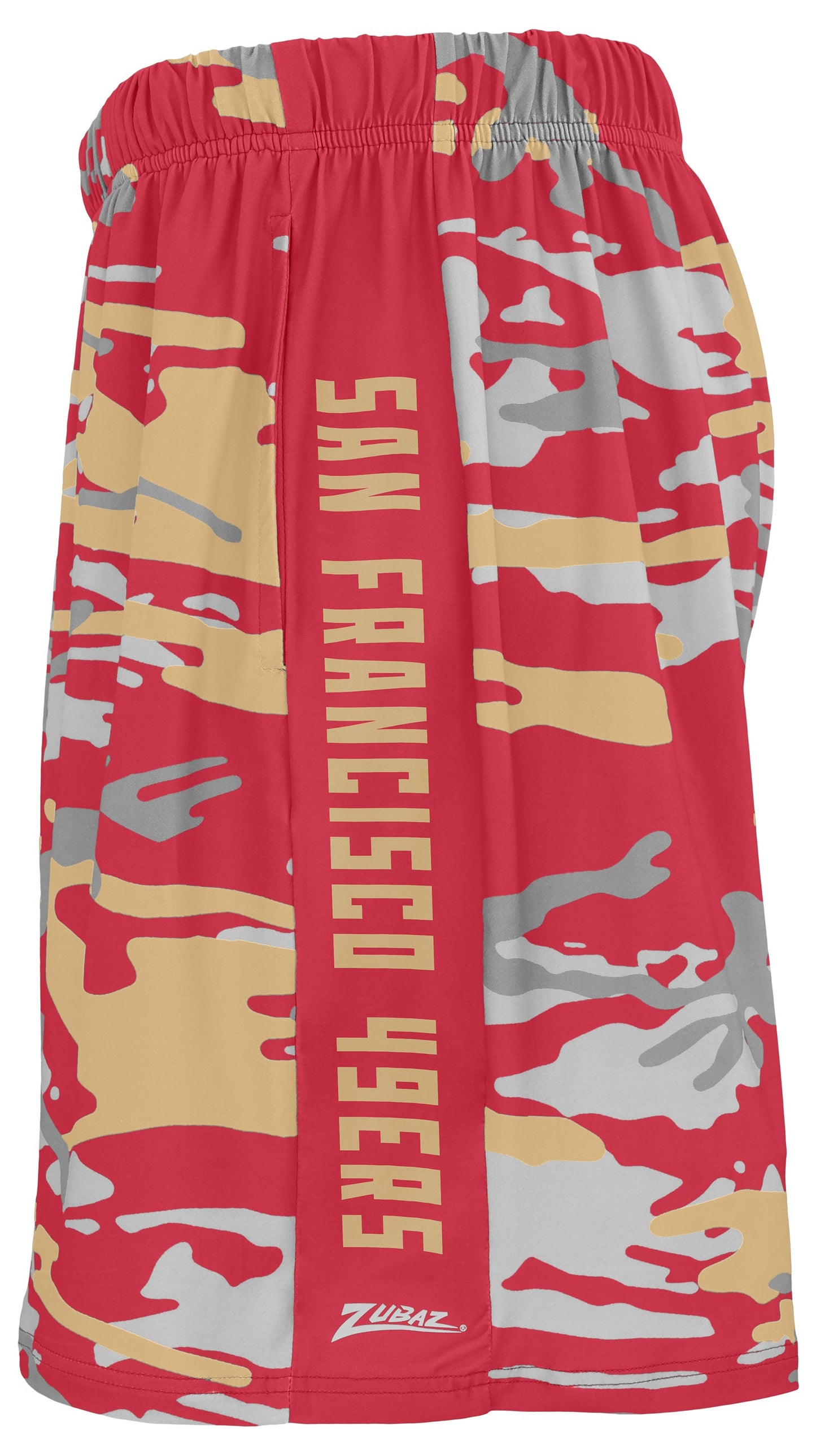 Zubaz NFL Men's 7in Alternate Camo Established Block Text Shorts, San Francisco 49ers