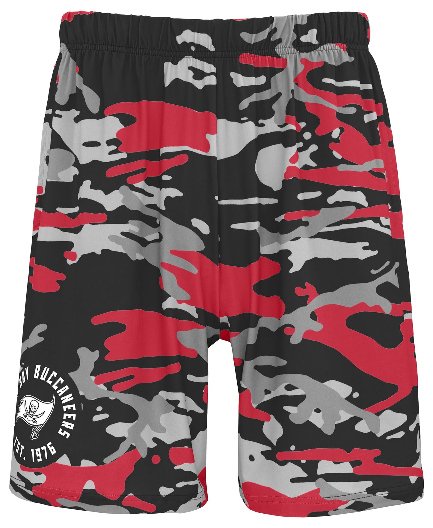 Zubaz NFL Men's 7in Alternate Camo Established Block Text Shorts, Tampa Bay Buccaneers