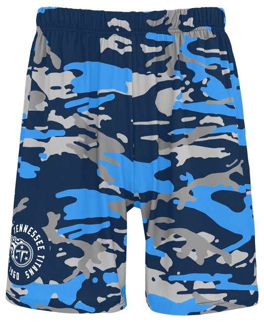Zubaz NFL Men's 7in Alternate Camo Established Block Text Shorts, Tennessee Titans