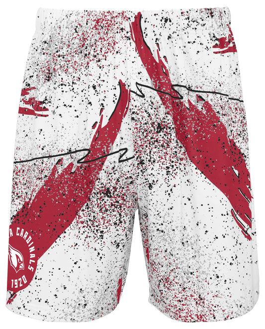 Zubaz NFL Men's 7in Confetti Overtime Block Text Shorts, Arizona Cardinals