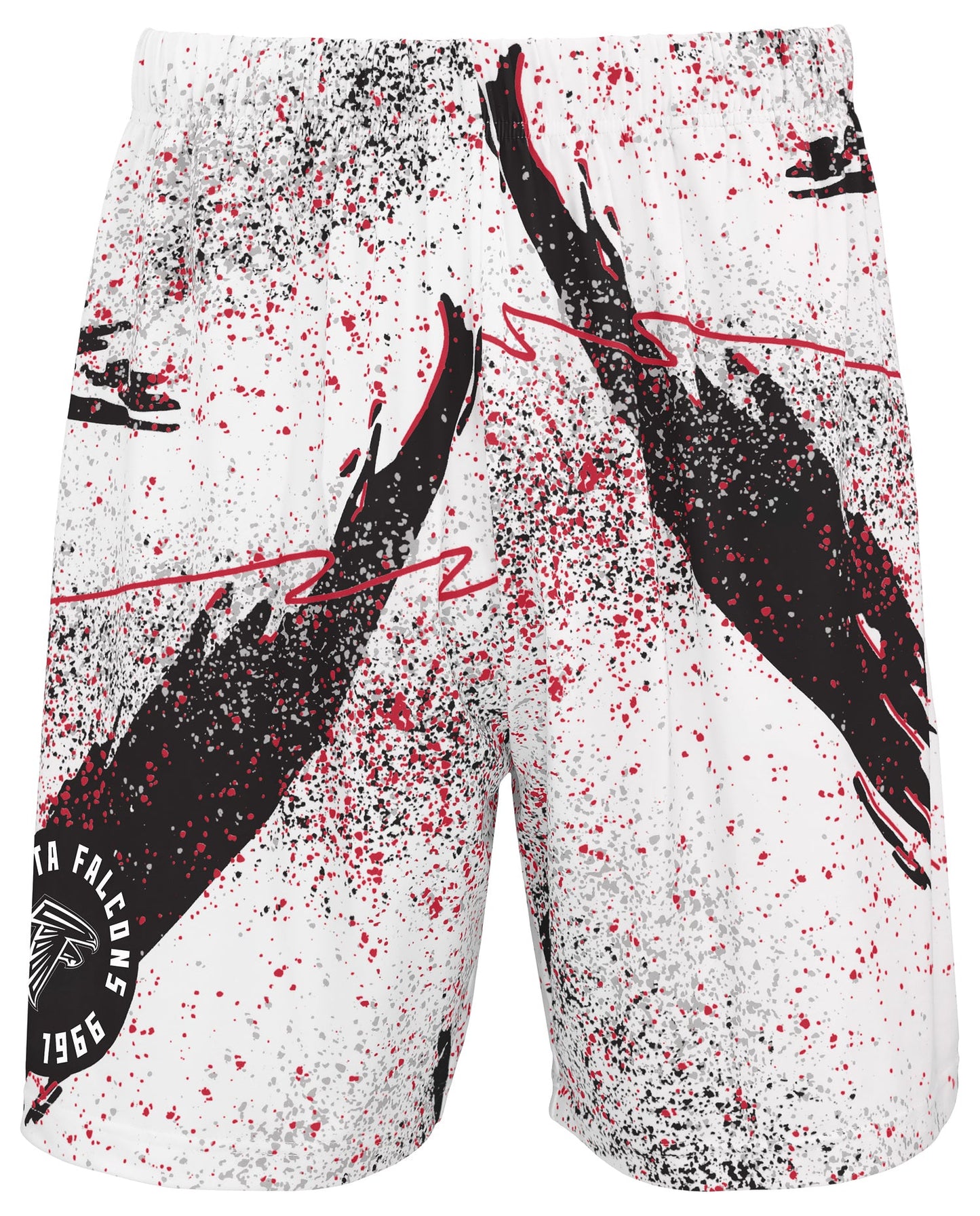 Zubaz NFL Men's 7in Confetti Overtime Block Text Shorts, Atlanta Falcons