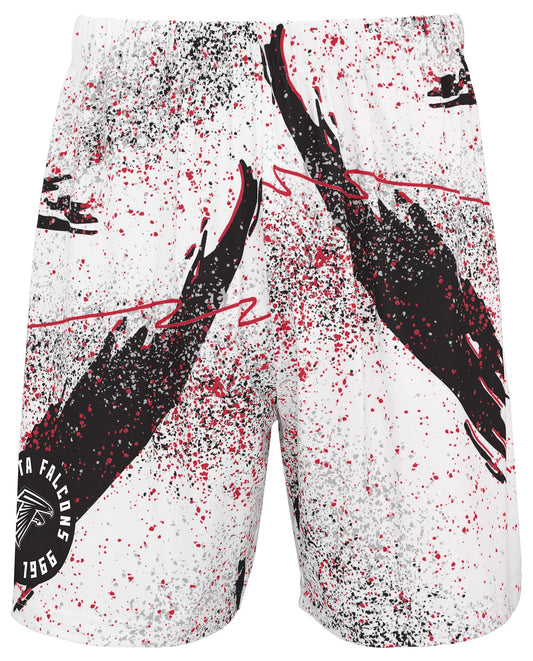 Zubaz NFL Men's 7in Confetti Overtime Block Text Shorts, Atlanta Falcons