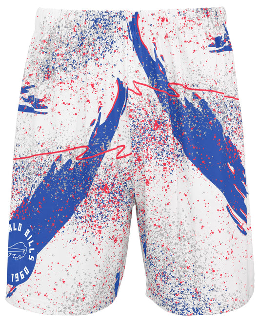 Zubaz NFL Men's 7in Confetti Overtime Block Text Shorts, Buffalo Bills