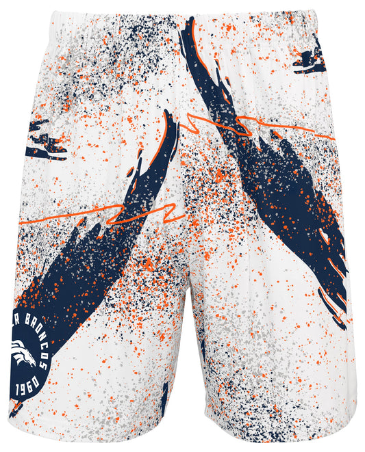 Zubaz NFL Men's 7in Confetti Overtime Block Text Shorts, Denver Broncos