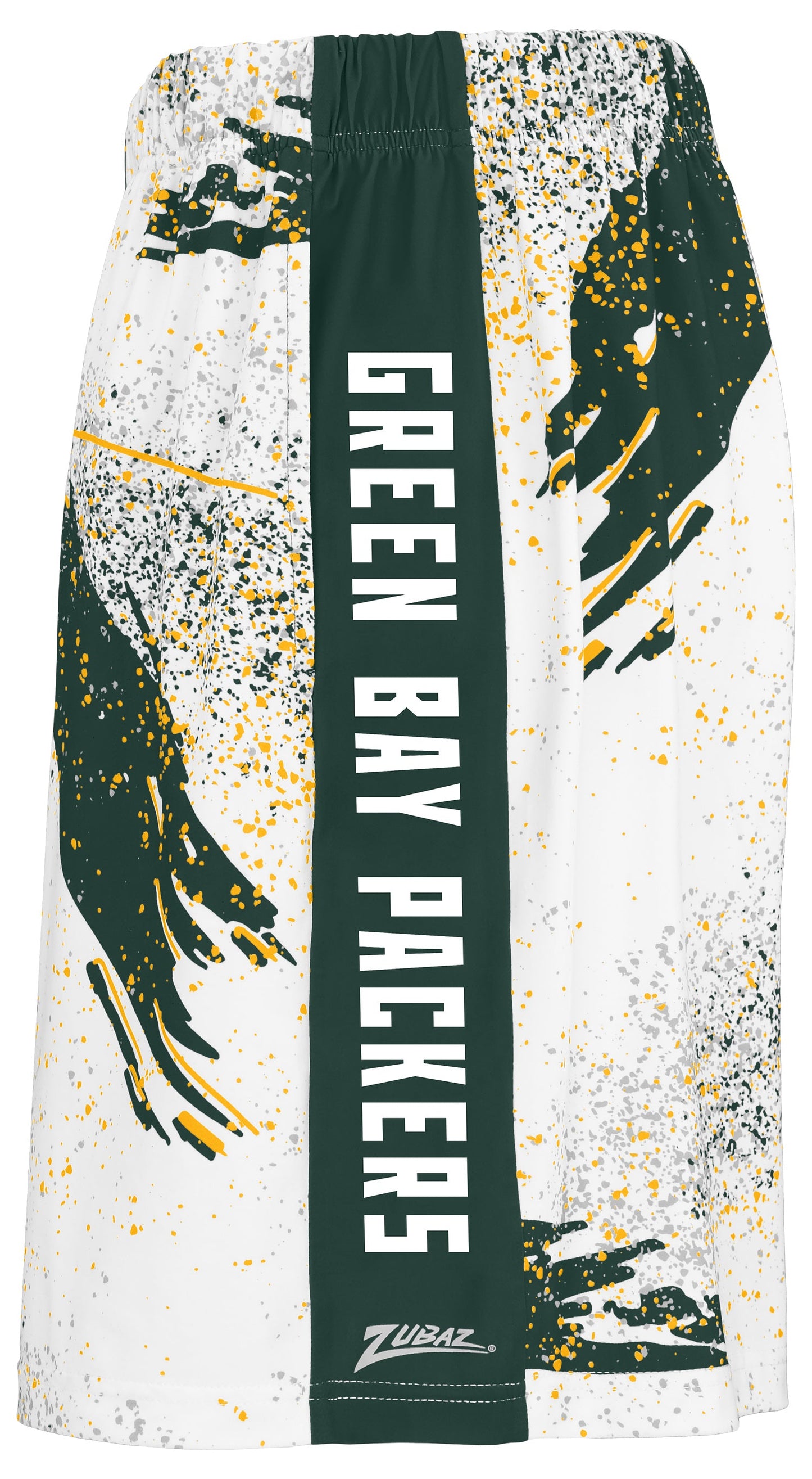 Zubaz NFL Men's 7in Confetti Overtime Block Text Shorts, Green Bay Packers