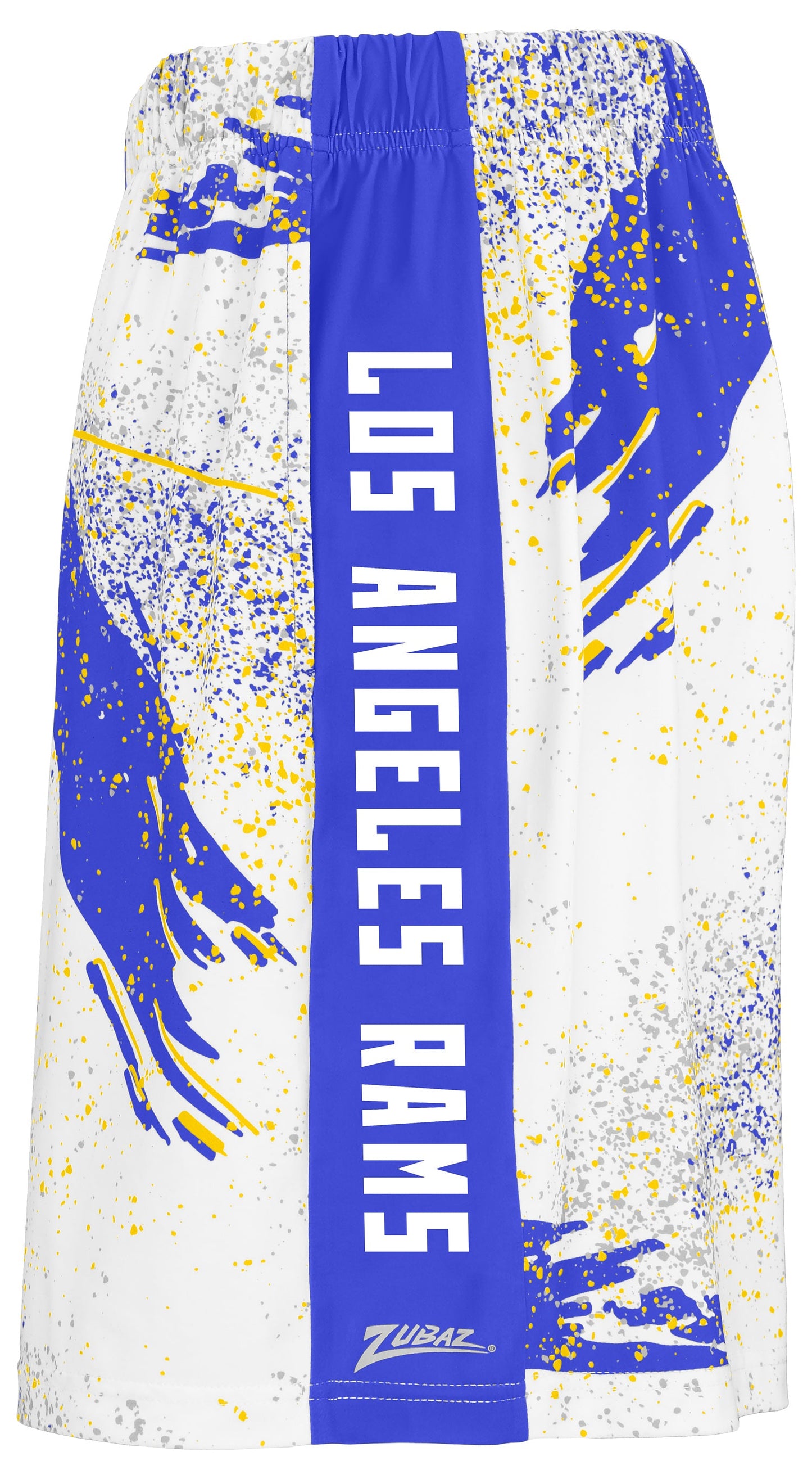 Zubaz NFL Men's 7in Confetti Overtime Block Text Shorts, Los Angeles Rams