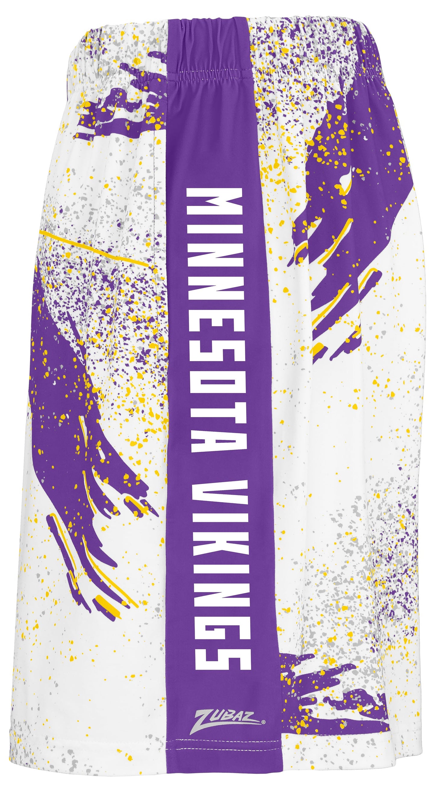 Zubaz NFL Men's 7in Confetti Overtime Block Text Shorts, Minnesota Vikings