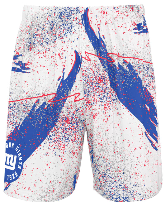 Zubaz NFL Men's 7in Confetti Overtime Block Text Shorts, New York Giants
