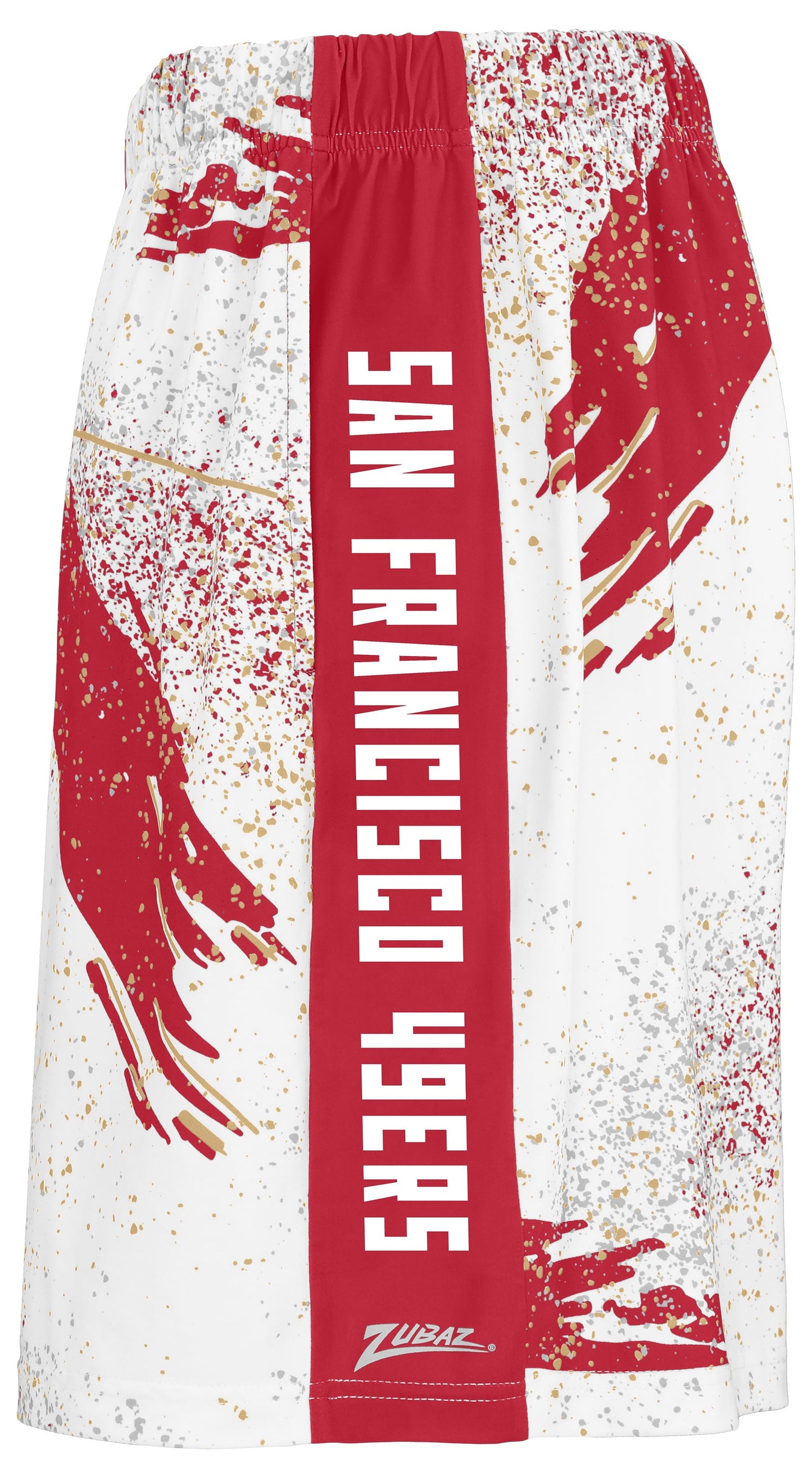 Zubaz NFL Men's 7in Confetti Overtime Block Text Shorts, San Francisco 49ers