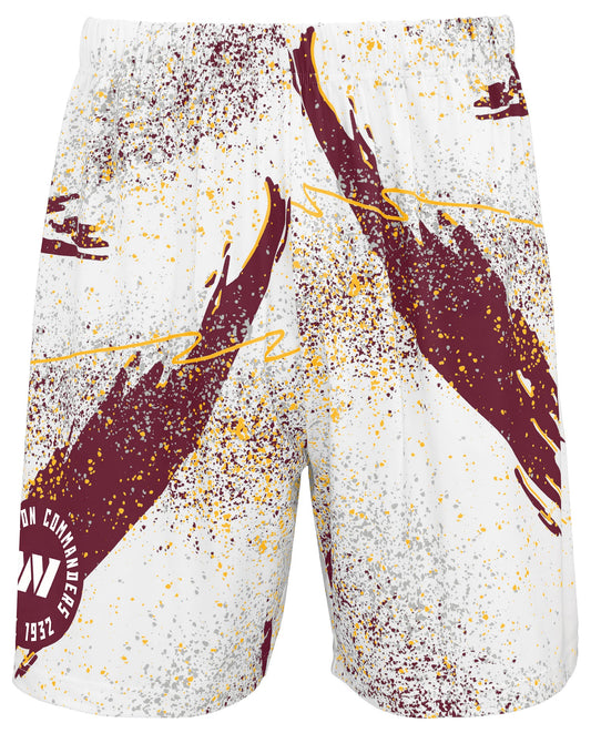 Zubaz NFL Men's 7in Confetti Overtime Block Text Shorts, Washington Commanders