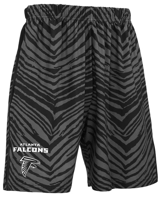 Zubaz NFL Men's 7in Zebra 2 Color Tonal Wordmark Stacked Shorts, Atlanta Falcons