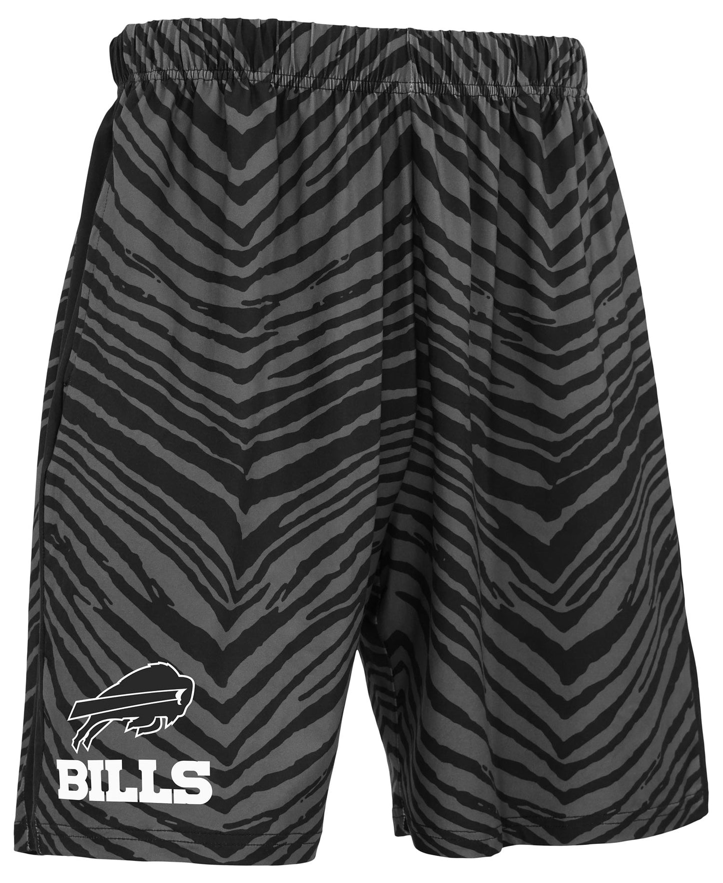 Zubaz NFL Men's 7in Zebra 2 Color Tonal Wordmark Stacked Shorts, Buffalo Bills