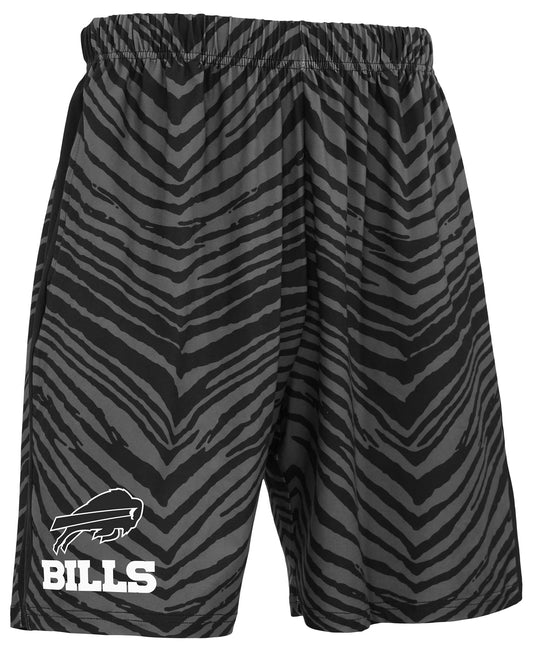 Zubaz NFL Men's 7in Zebra 2 Color Tonal Wordmark Stacked Shorts, Buffalo Bills