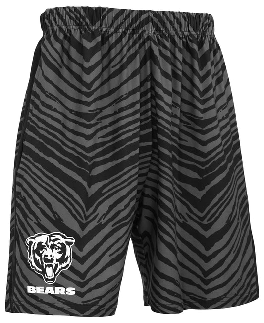Zubaz NFL Men's 7in Zebra 2 Color Tonal Wordmark Stacked Shorts, Chicago Bears
