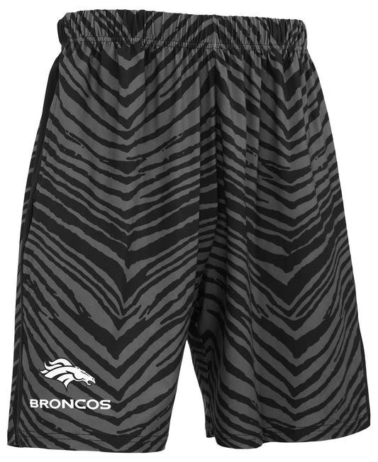 Zubaz NFL Men's 7in Zebra 2 Color Tonal Wordmark Stacked Shorts, Denver Broncos