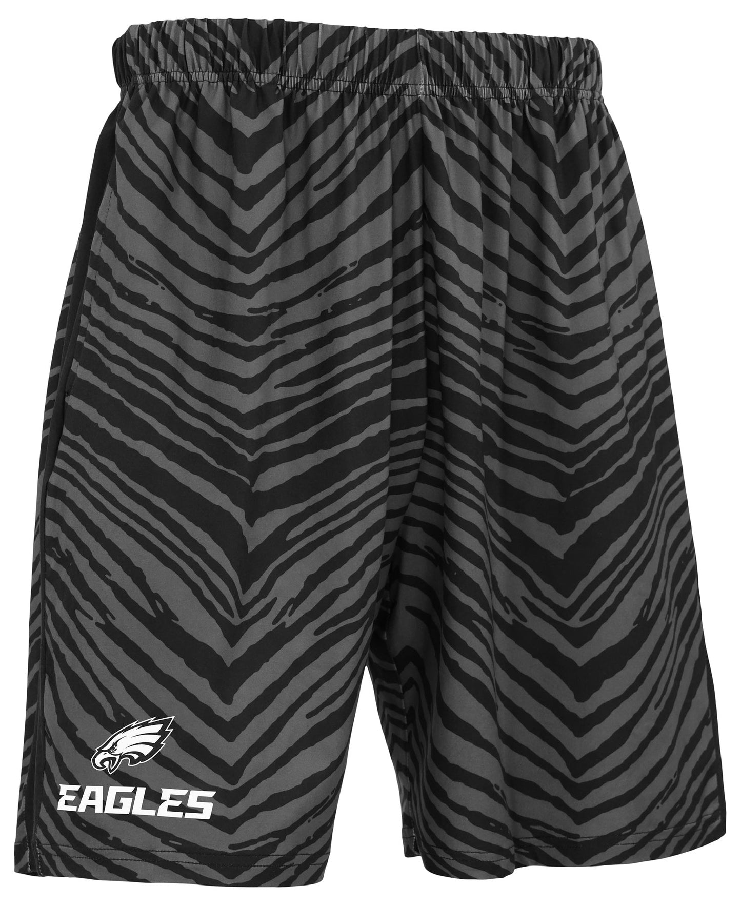 Zubaz NFL Men's 7in Zebra 2 Color Tonal Wordmark Stacked Shorts, Philadelphia Eagles