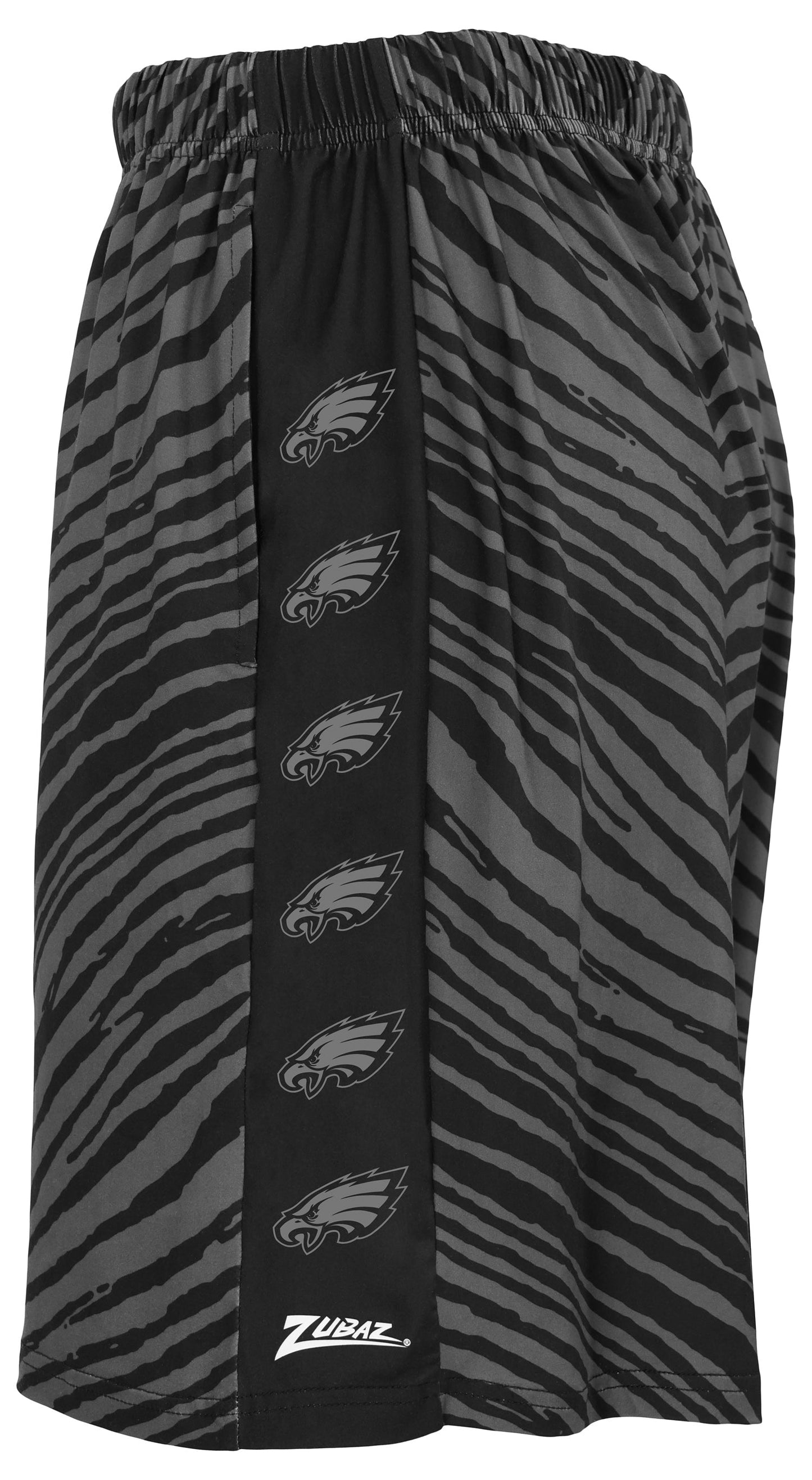 Zubaz NFL Men's 7in Zebra 2 Color Tonal Wordmark Stacked Shorts, Philadelphia Eagles
