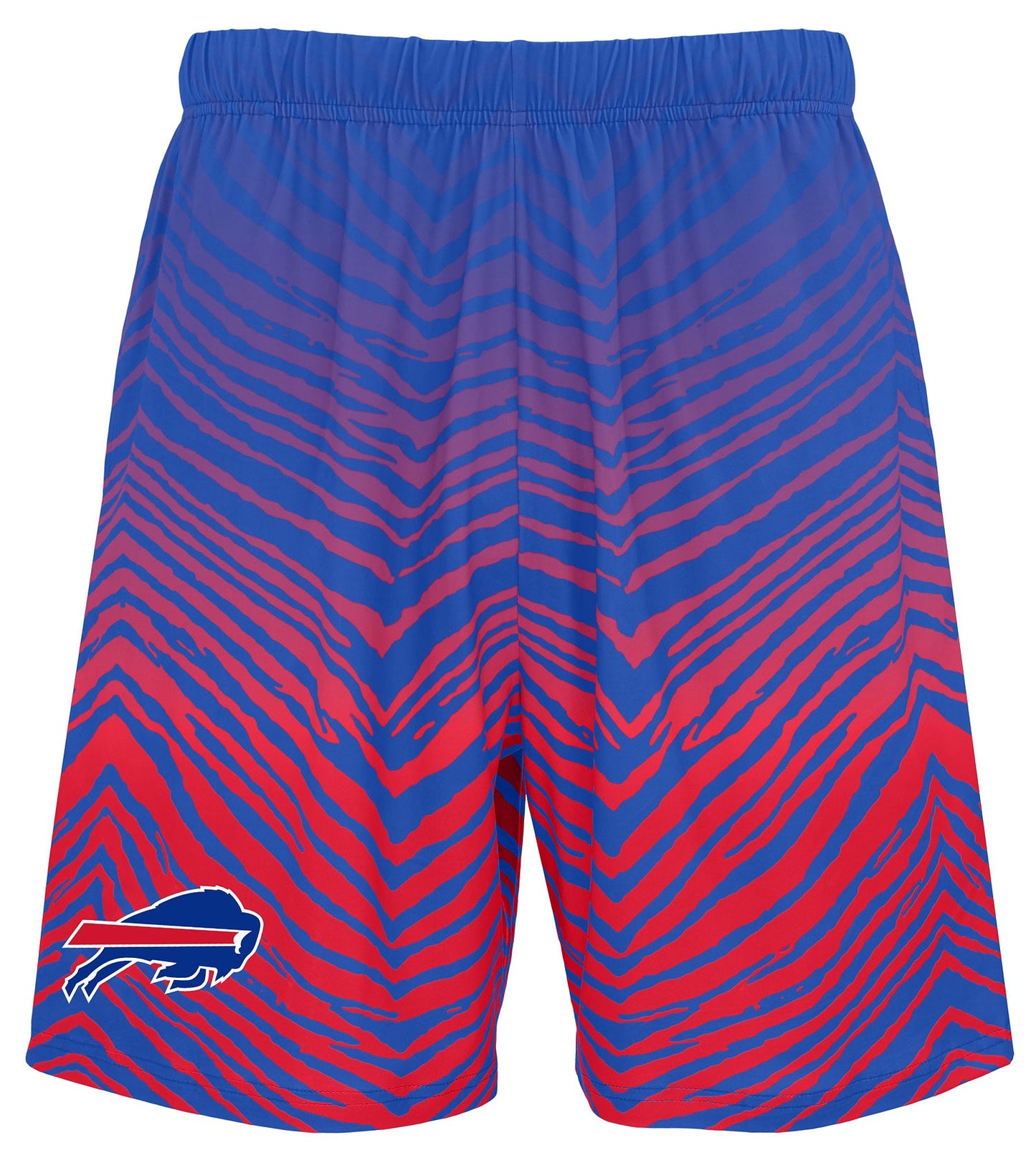 Zubaz NFL Men's 7in Fade Primary Stacked Text Shorts, Buffalo Bills