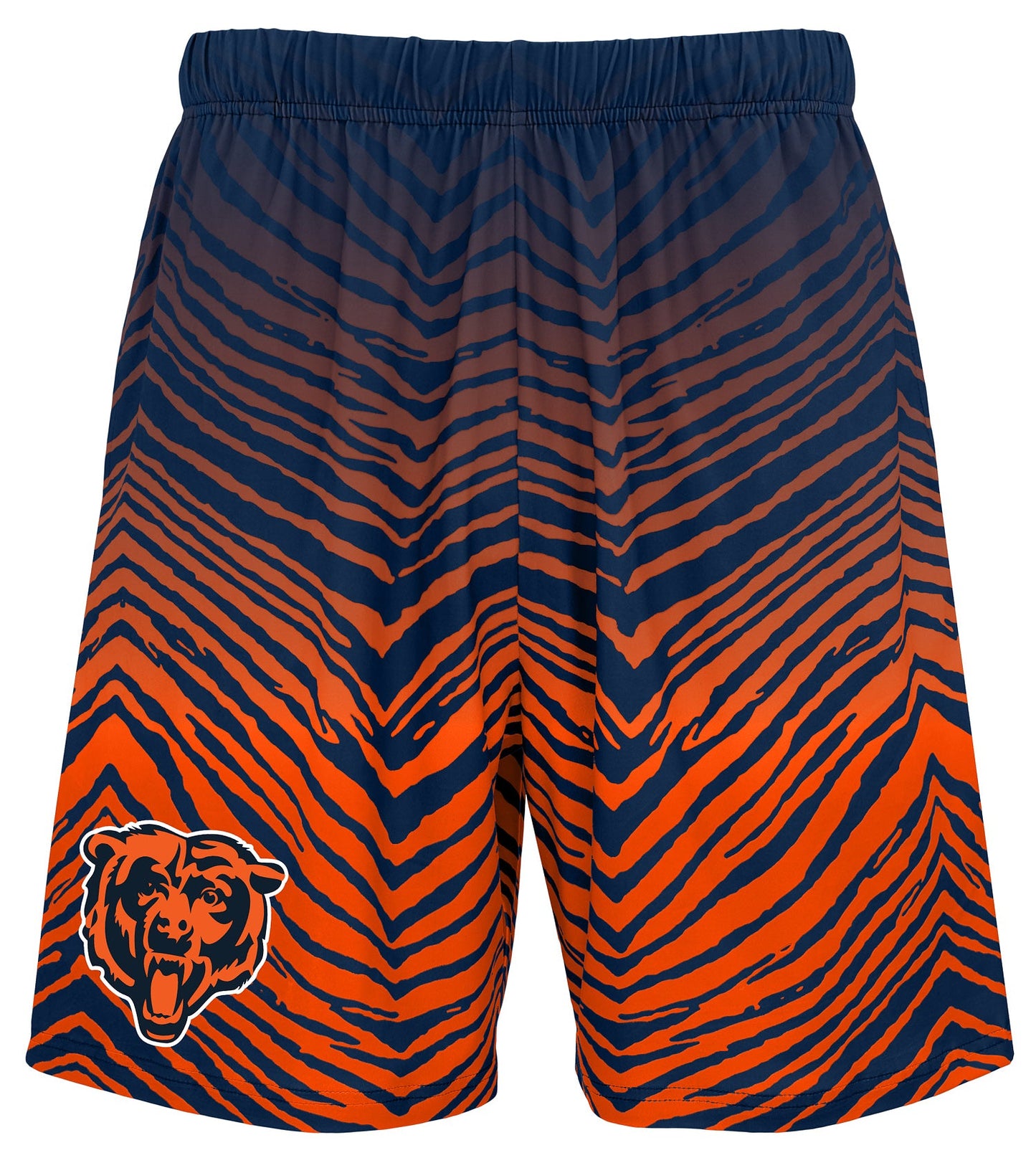Zubaz NFL Men's 7in Fade Primary Stacked Text Shorts, Chicago Bears