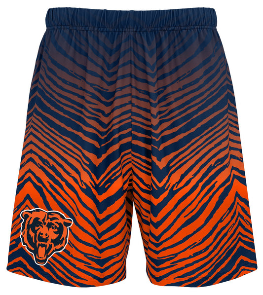 Zubaz NFL Men's 7in Fade Primary Stacked Text Shorts, Chicago Bears