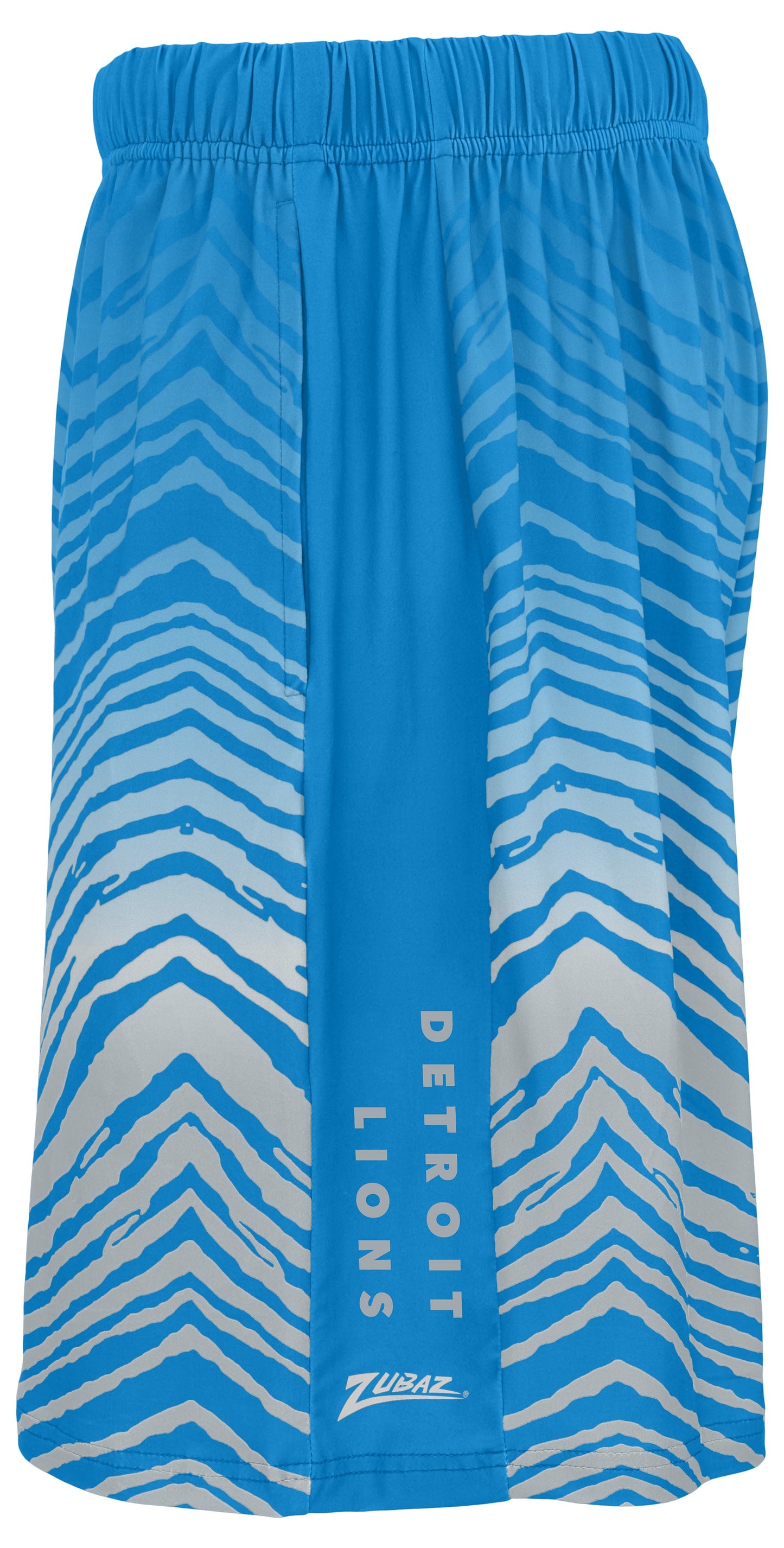 Zubaz NFL Men's 7in Fade Primary Stacked Text Shorts, Detroit Lions