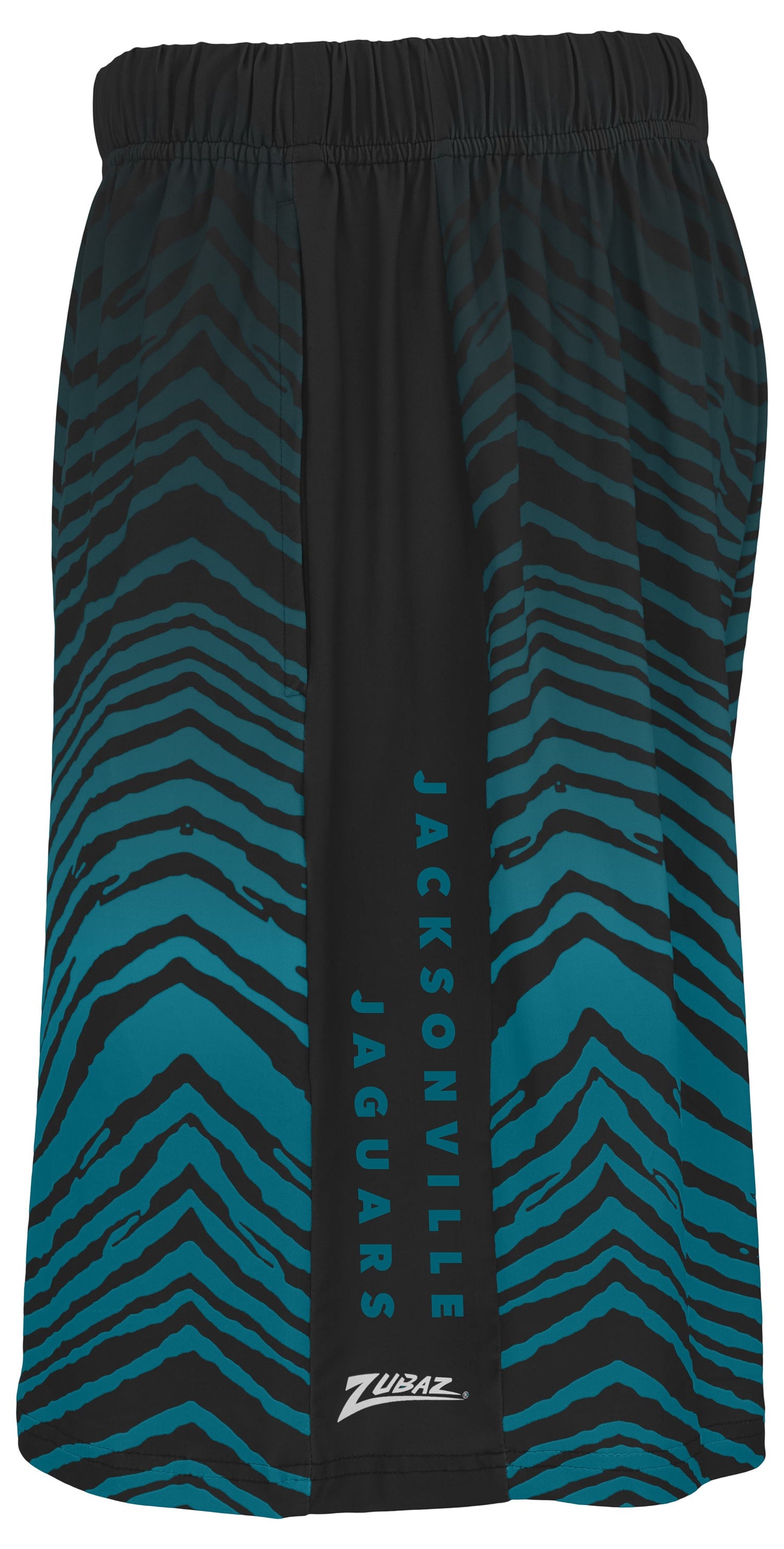 Zubaz NFL Men's 7in Fade Primary Stacked Text Shorts, Jacksonville Jaguars