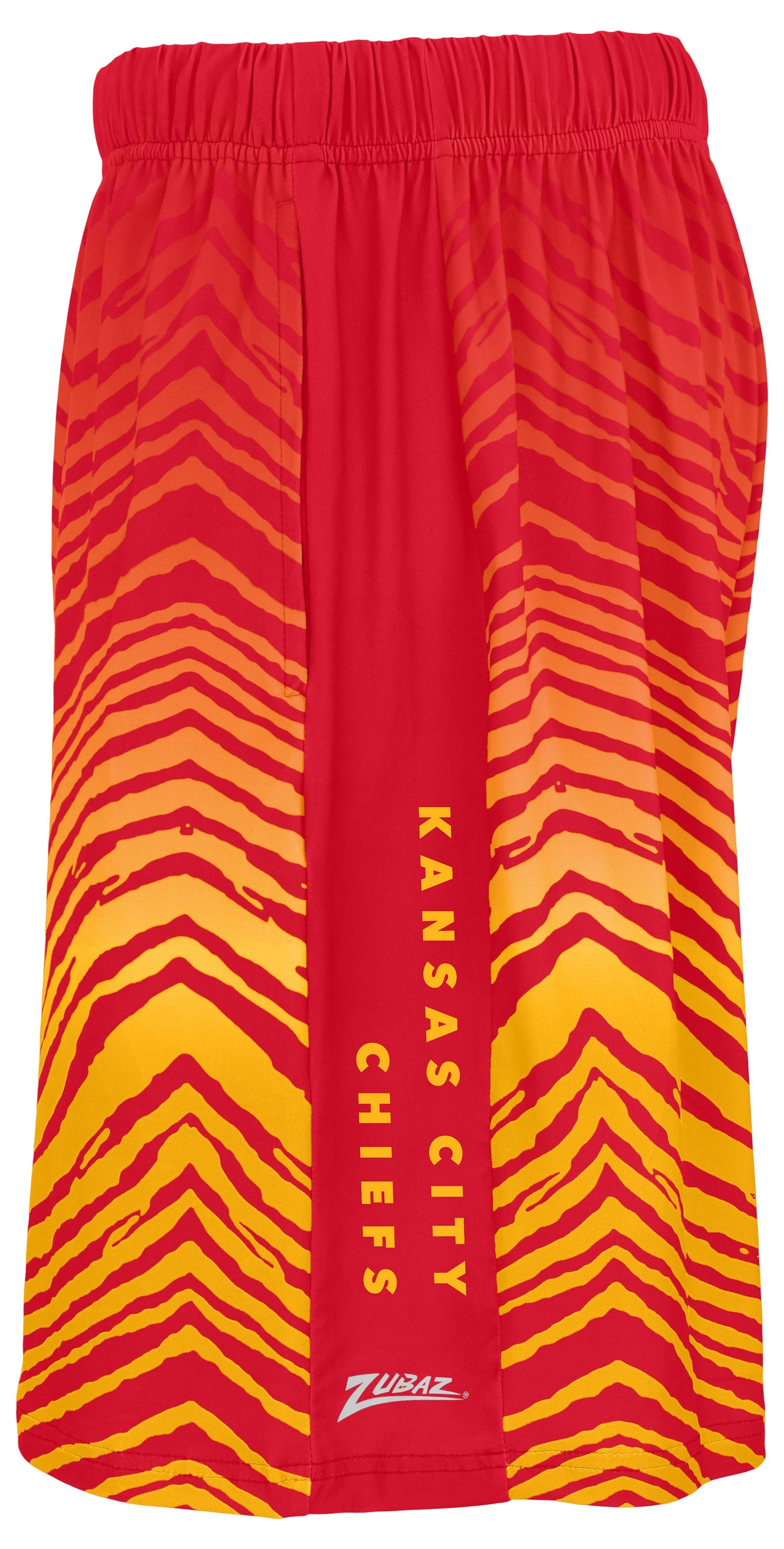 Zubaz NFL Men's 7in Fade Primary Stacked Text Shorts, Kansas City Chiefs