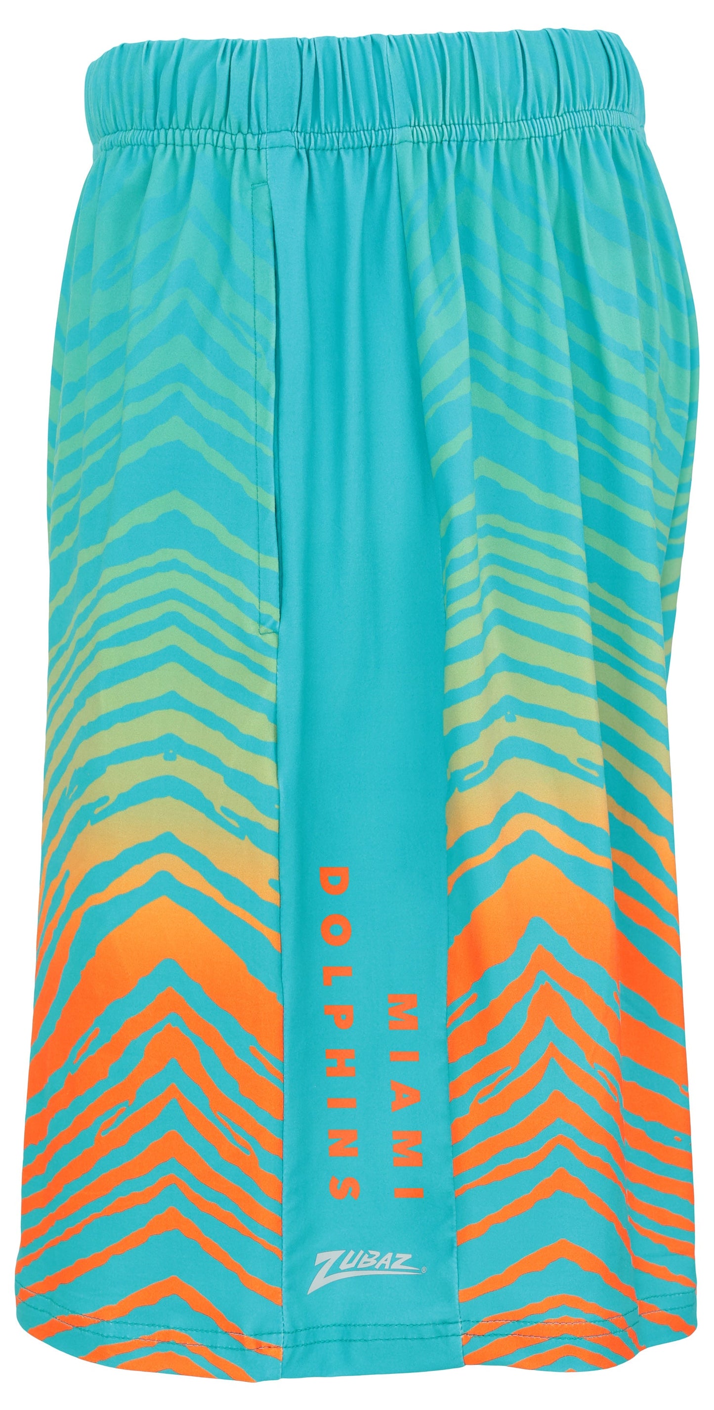Zubaz NFL Men's 7in Fade Primary Stacked Text Shorts, Miami Dolphins