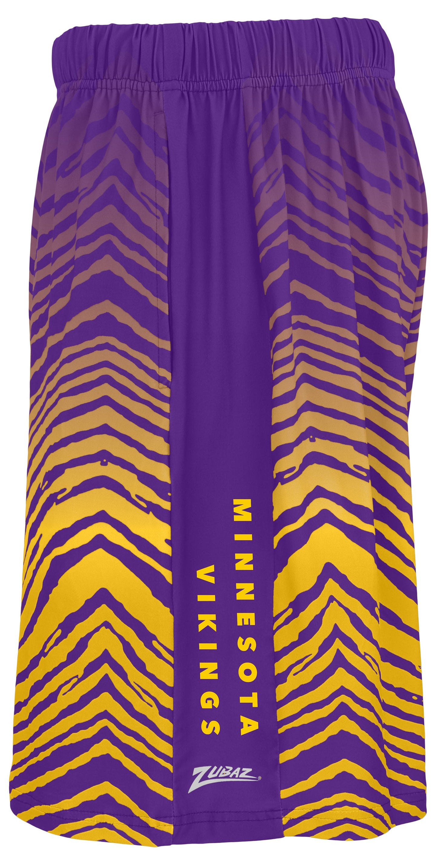 Zubaz NFL Men's 7in Fade Primary Stacked Text Shorts, Minnesota Vikings