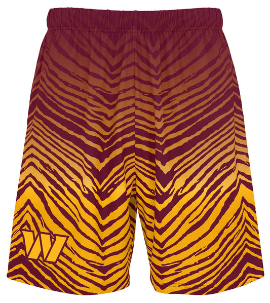 Zubaz NFL Men's 7in Fade Primary Stacked Text Shorts, Washington Commanders