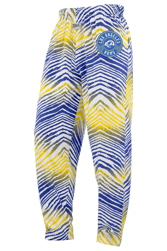 Zubaz NFL Adult Unisex Z88 Embroidered Zebra Ombre TMC Pants, Los Angeles Rams