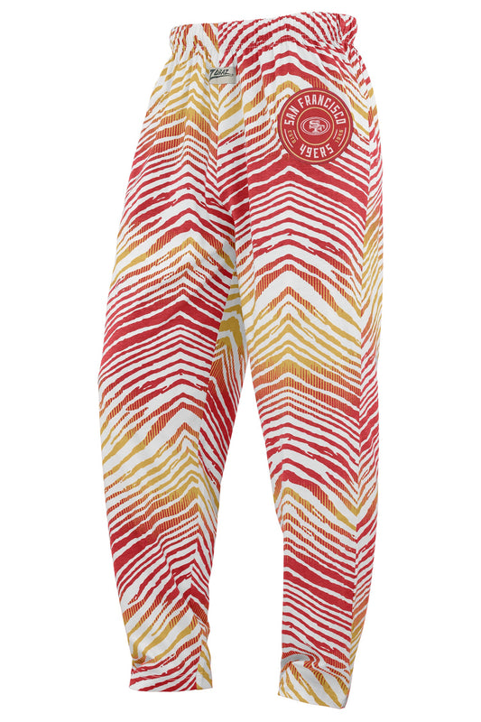 Zubaz NFL Adult Unisex Z88 Embroidered Zebra Ombre TMC Pants, San Francisco 49ers