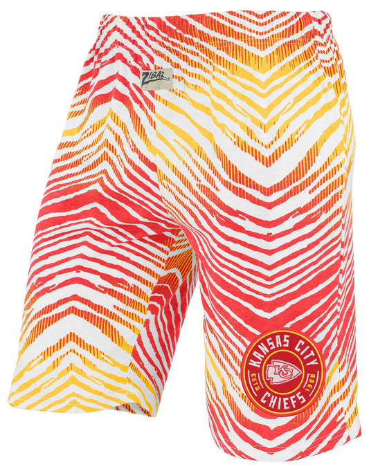 Zubaz NFL Adult Unisex Z88 Embroidered Zebra Ombre TMC Shorts, Kansas City Chiefs