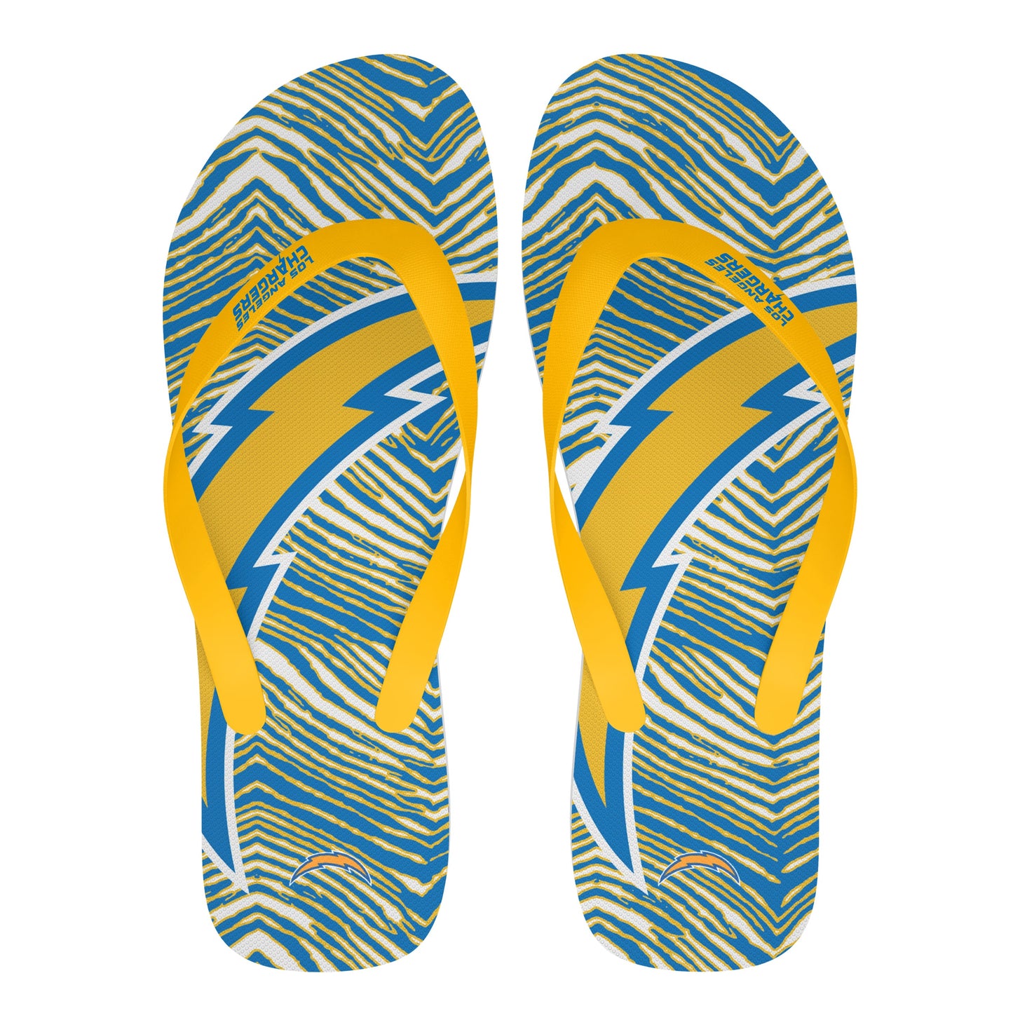 Zubaz NFL Los Angeles Chargers Official Zebra Print Flip Flops, Unisex Team Logo