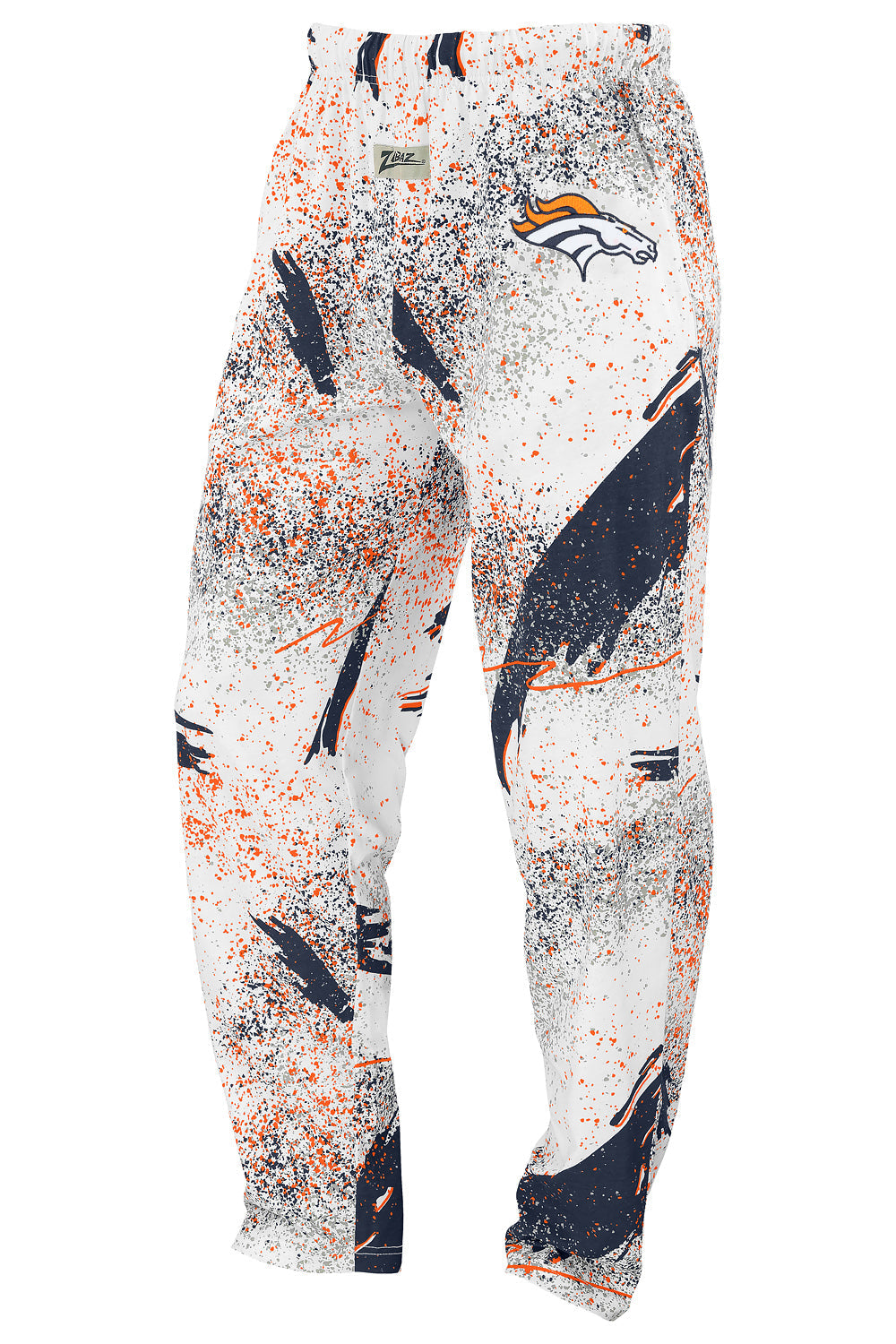 Zubaz NFL Adult Unisex Z88 Embroidered Confetti 3 Color Pants, Denver Broncos