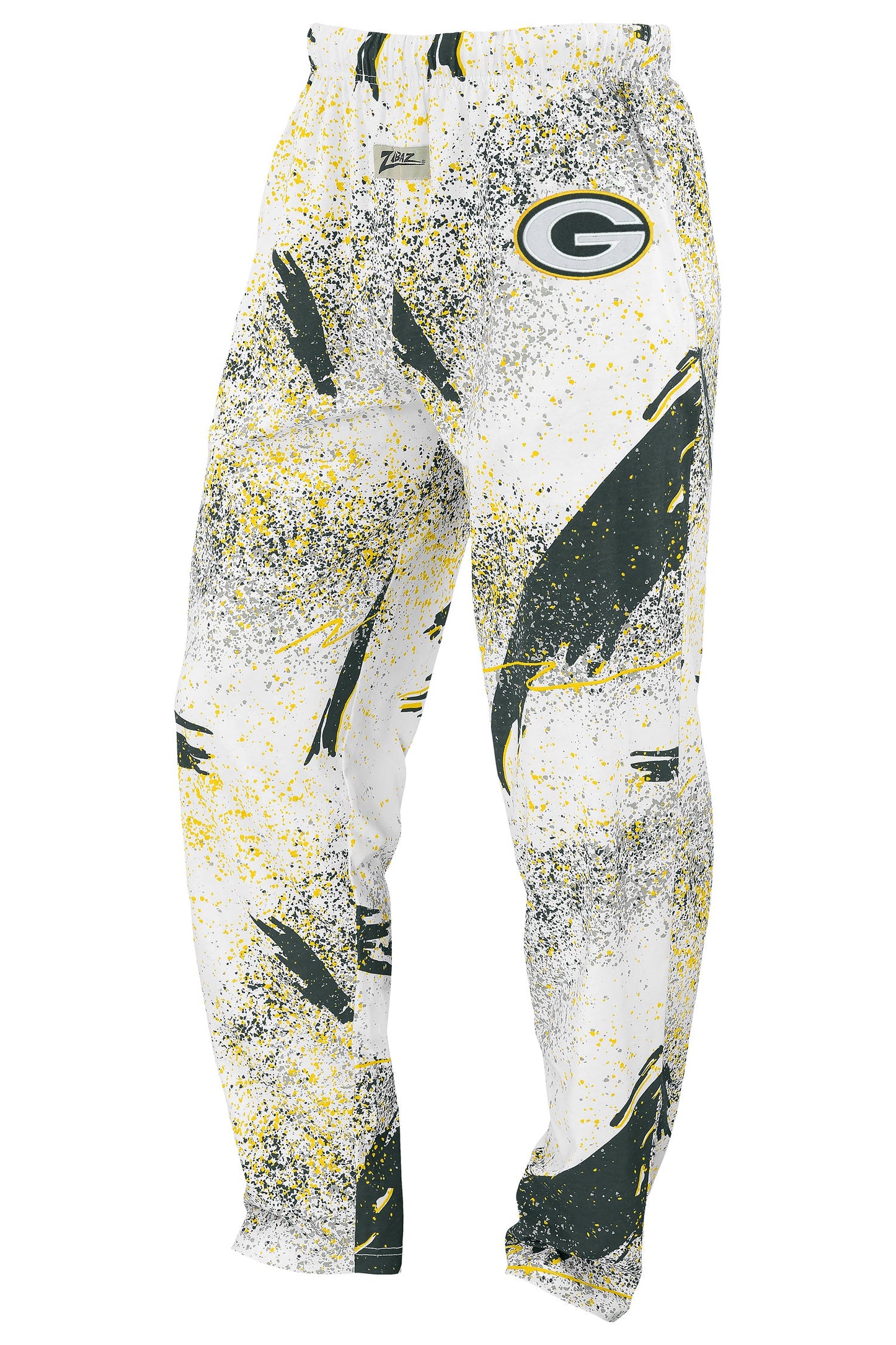 Zubaz NFL Adult Unisex Z88 Embroidered Confetti 3 Color Pants, Green Bay Packers