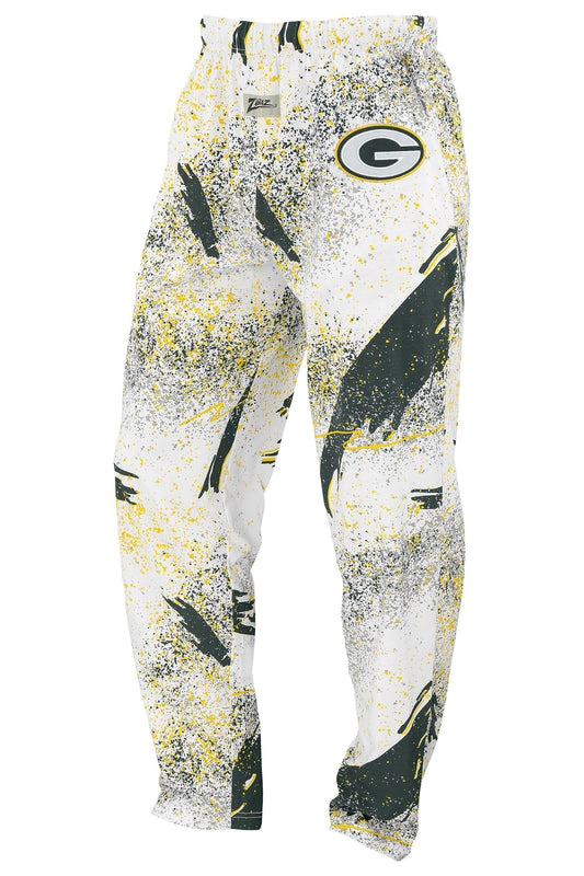 Zubaz NFL Adult Unisex Z88 Embroidered Confetti 3 Color Pants, Green Bay Packers
