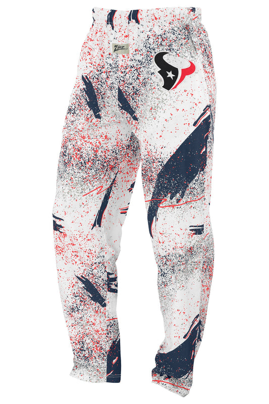 Zubaz NFL Adult Unisex Z88 Embroidered Confetti 3 Color Pants, Houston Texans