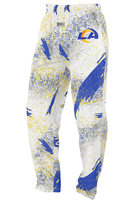 Zubaz NFL Adult Unisex Z88 Embroidered Confetti 3 Color Pants, Los Angeles Rams
