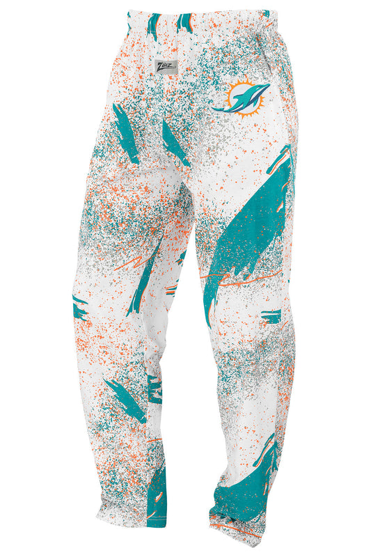 Zubaz NFL Adult Unisex Z88 Embroidered Confetti 3 Color Pants, Miami Dolphins