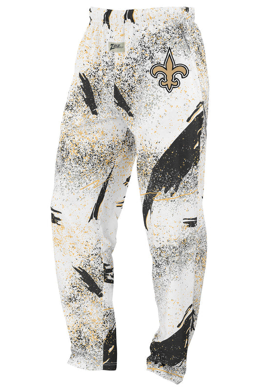 Zubaz NFL Adult Unisex Z88 Embroidered Confetti 3 Color Pants, New Orleans Saints