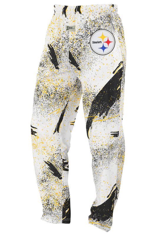 Zubaz NFL Adult Unisex Z88 Embroidered Confetti 3 Color Pants, Pittsburgh Steelers
