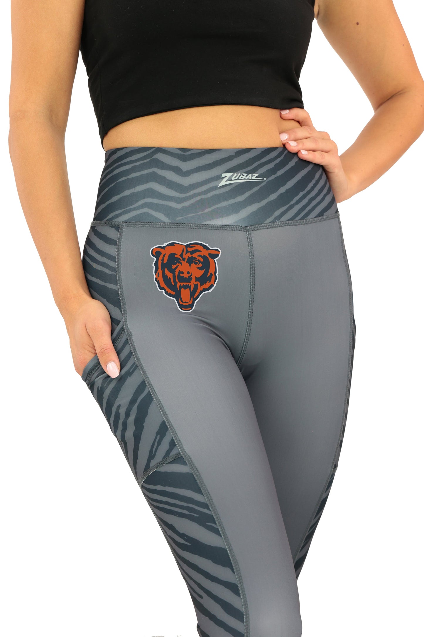 Zubaz NFL Women's Elevated Zebra Tonal Leggings, Chicago Bears