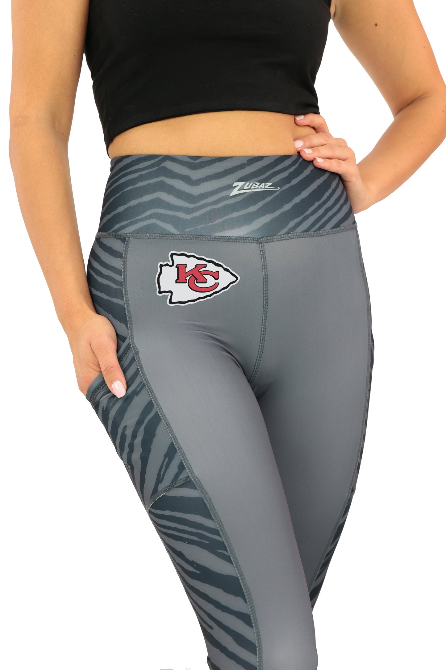 Zubaz NFL Women's Elevated Zebra Tonal Leggings, Kansas City Chiefs
