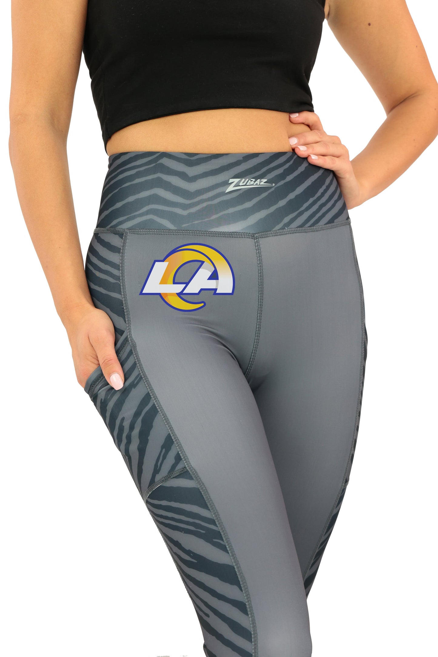 Zubaz NFL Women's Elevated Zebra Tonal Leggings, Los Angeles Rams