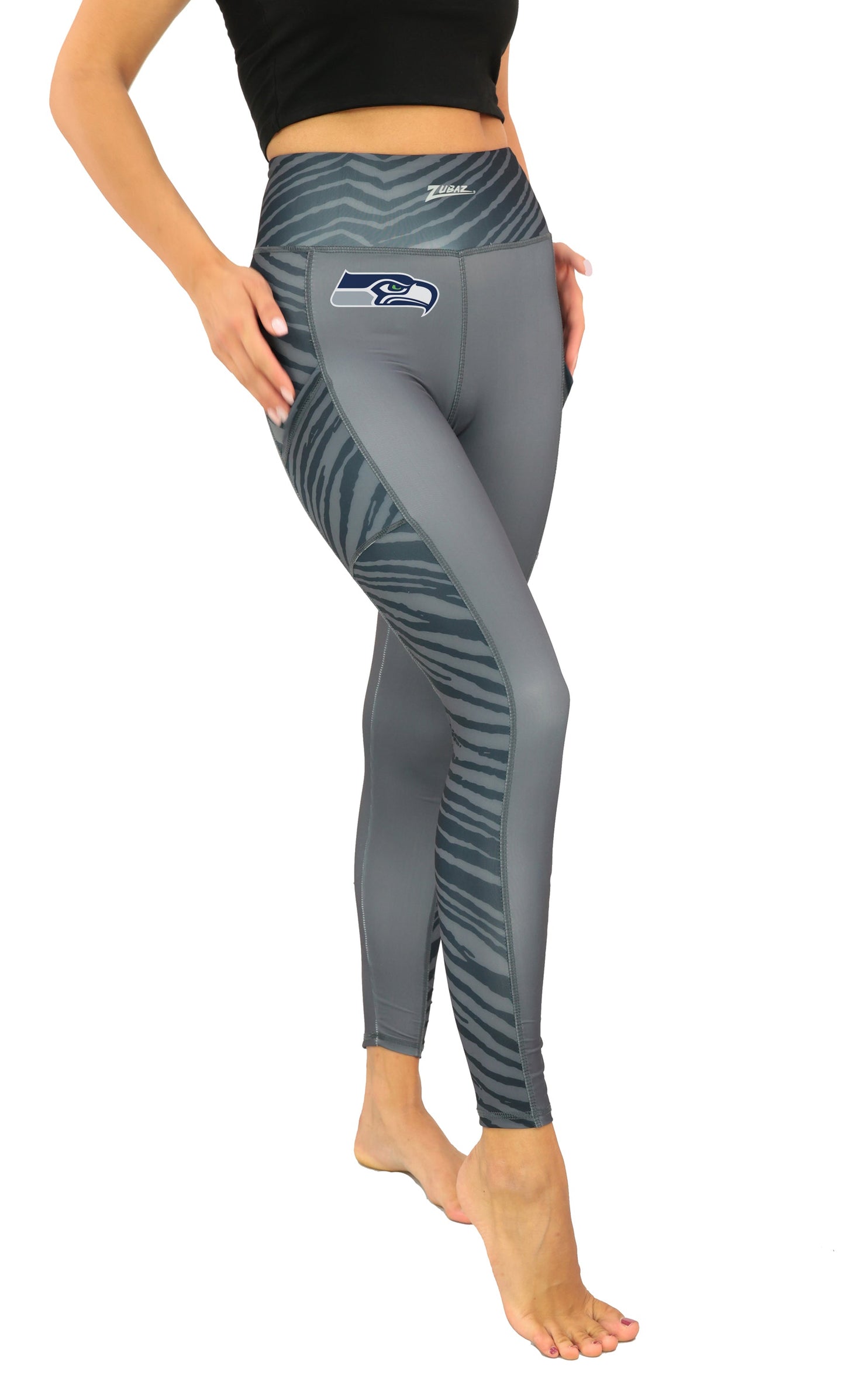 Zubaz NFL Women's Elevated Zebra Tonal Leggings, Seattle Seahawks
