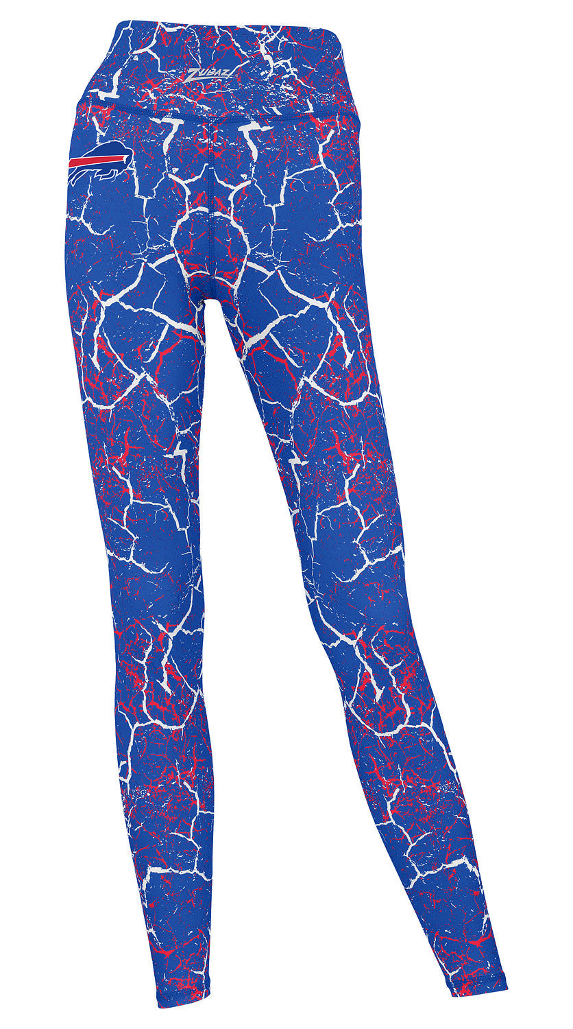 Zubaz NFL Women's 2 Pack Zebra 2 Color And Marble Leggings with Pimary Logo, Buffalo Bills