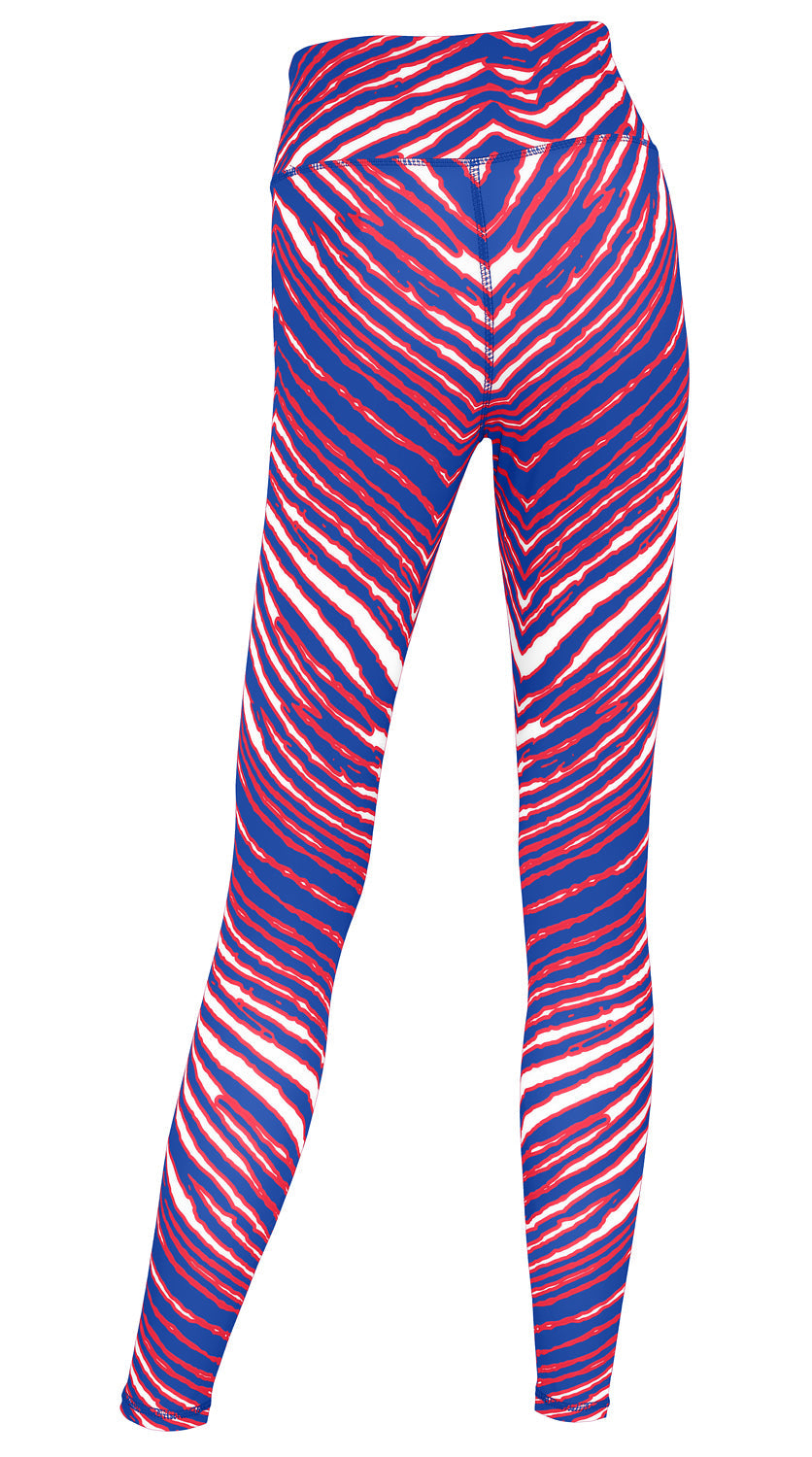 Zubaz NFL Women's 2 Pack Zebra 2 Color And Marble Leggings with Pimary Logo, Buffalo Bills
