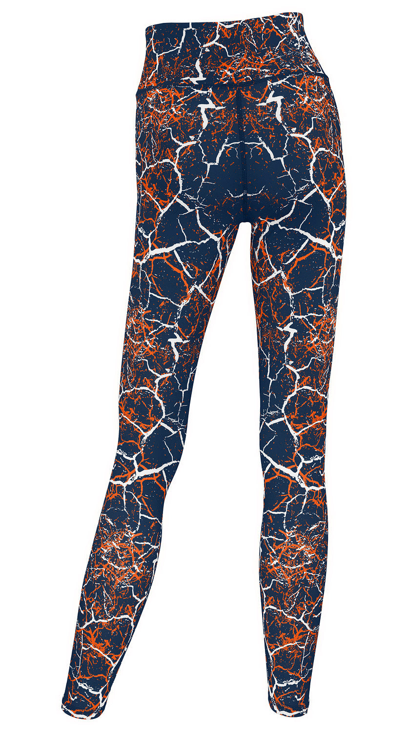 Zubaz NFL Women's 2 Pack Zebra 2 Color And Marble Leggings with Pimary Logo, Chicago Bears
